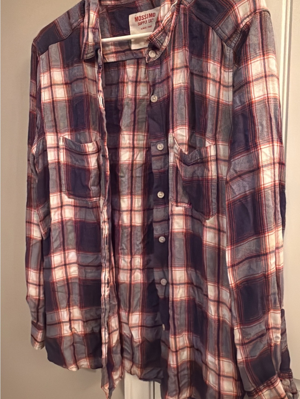 Mossimo Supply Co. Plaid Button-Up Shirt - Navy, White & Rust